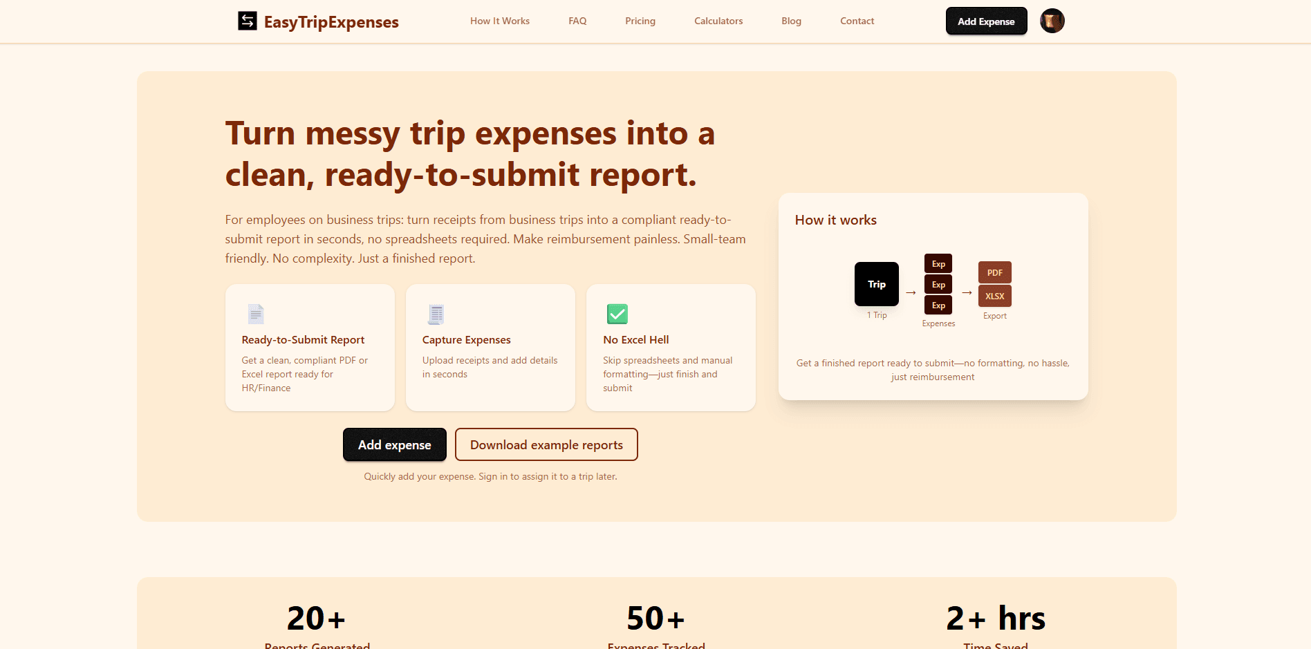 Easy Trip Expenses work example